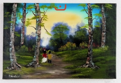 2 Kinder im Wald Ilse Wernhard Ölbild 10377