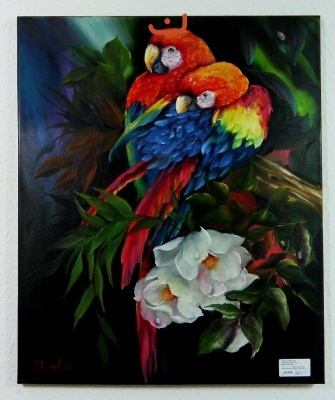 2 Papageien Jenkins Art Ölbild 10318
