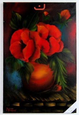 Mohnblumen in der Vase Bob Ross Ölbild 10424