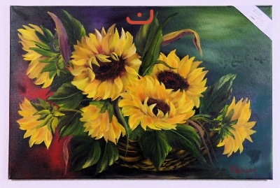 Sonnenblumen im Korb Bob Ross Ölbild 10463