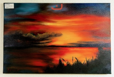 Sonnenuntergang am See Ilse Wernhard Ölbild 10315