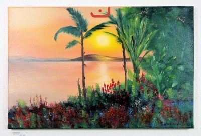 Sonnenuntergang an der Sudsee Bob Ross Ölbild 10336