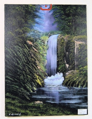 Wasserfall im Wald Bob Ross Ölbild 10308
