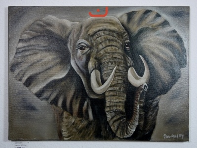 Elefant Bob Ross Ölbild 10209