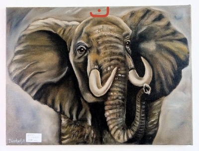 Elefant Bob Ross Ölbild 10320