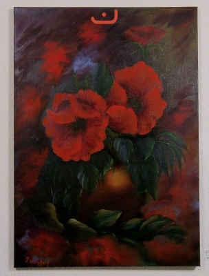 Mohnblume in Vase Bob Ross Ölbild 10228