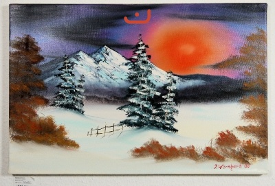 Sonnenuntergang im Winter Bob Ross Ölbild 10267