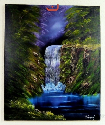 Wasserfall Bob Ross Ölbild 10416