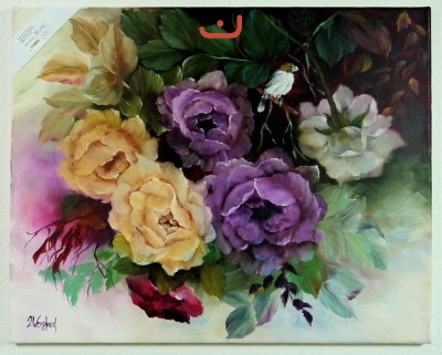 Rosen mit Vogel Jenkins Art Ölbild 10468