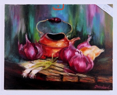 Zwiebeln mit Kanne Jenkins Art Ölbild 10472